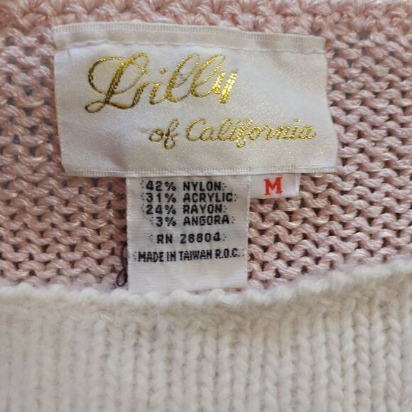 Vintage Lilly of California Barbiecore Geometric Sweater Artsy Size Meduim Pink - Picture 5 of 15